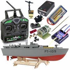 Wooden Boat Model Kit Radio Control RC Bundle Radio, Battery, Motor, Charger etc