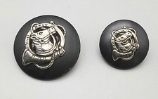 2 Round Black with Silver-tone Horse & Hunting Horn Metal Buttons -2.2cm & 1.8cm