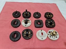6 Antique Bakelite & vitreous Light Switch Old Dolly Toggle Crabtree,britmac ect