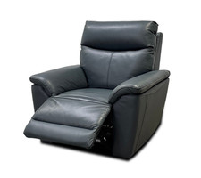 Fabb 'Micah' Armchair Power Recliner Headrest Leather Black Peacock Single Chair