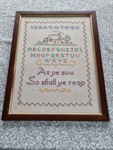 Vintage framed cross stitch - framed,