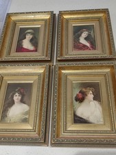 Angelo Asti Framed Set of 4 Antique Lithographs Circa 1895 Lovely Condition