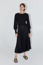 Zara black softly pleated - black, midi