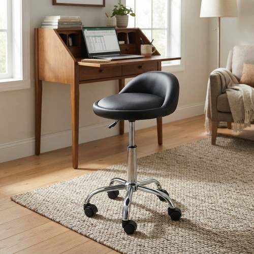 Compact black salon stool - salon,