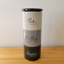 Stackable Tea Coffee Sugar Storage Jars Rayware Mono Black Grey Lt Grey Ceramic