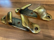 Pair Vintage Angled Brass Ships Boat Fairlead Cleat Nautical Maritime Boat
