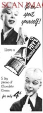 ADVERT Fry's CHOCOLATE CREAM 4d Bar Vintage Original Confectionary 1955 Print AD