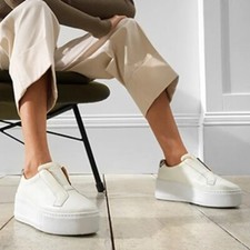 Russell & Bromley PARK UP Off-White Flatform Laceless Sneaker Size EU 40 UK 7