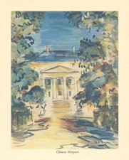 Château Margaux wine estate by Keith Baynes. Gironde Bordeaux 1950 old print