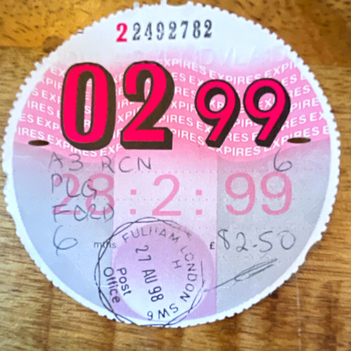 Vehicle tax disc licence - tax, disc/licence