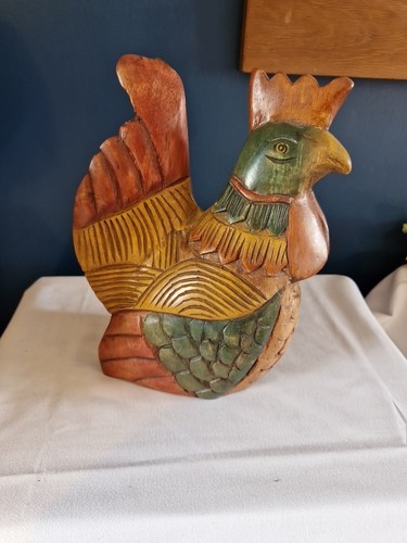 Large colourful wooden chicken - colourful,