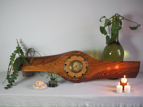 Large wooden propeller clock - wooden,