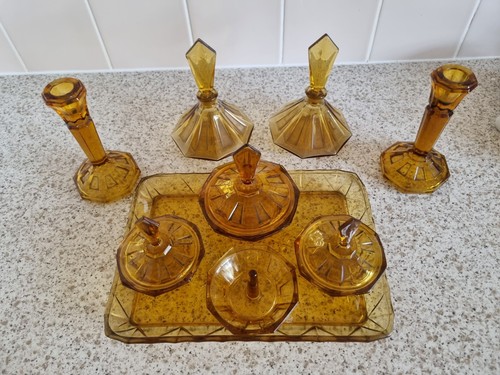 Amber glass vintage art deco - amber,