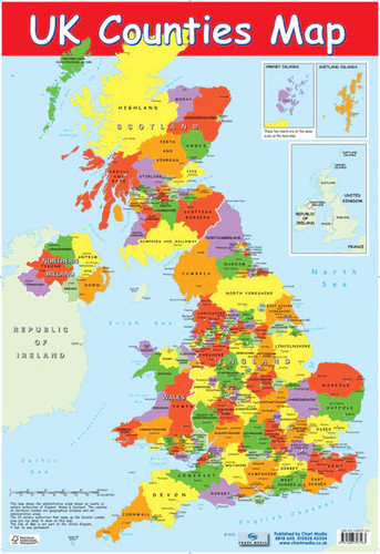 Counties map educational - uk,