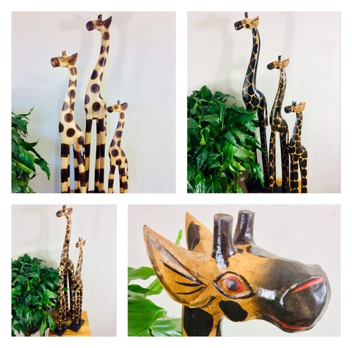 Wooden giraffe statue set - statue, 60cm
