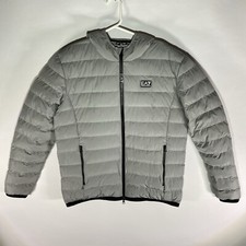 Armani EA7 Puffer Jacket/Coat Insulated Mens Light Grey Thick Padded Jacket