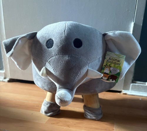 Grey small elephant footstool - elephant,