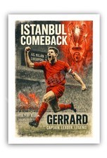A4 Gerrard Retro Art Print – Istanbul Comeback Liverpool Football Illustration