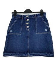 NWOT Candy Couture Girls Denim Mini A-Line Skirt 16 Years Frayed Hem Adjustable