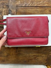 Prada Saffiano Crossbody Wallet Bag - Red