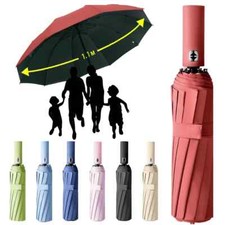 Extra Strong Windproof Automatic Umbrella 24 Rods Foldable UV Protection Large