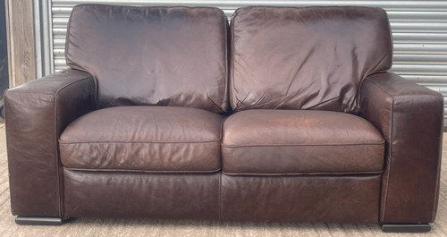 Dfs brown leather seater - leather,