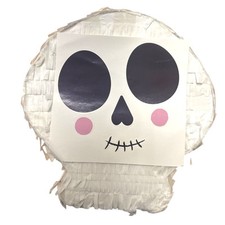 White Skull Shaped Pinata With Face Stickers - Pirate Theme Halloween