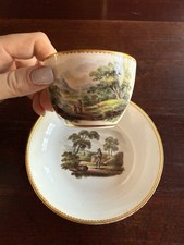 Antique Spode Early 19th Century Handpainted Country Scene Cup & Saucer