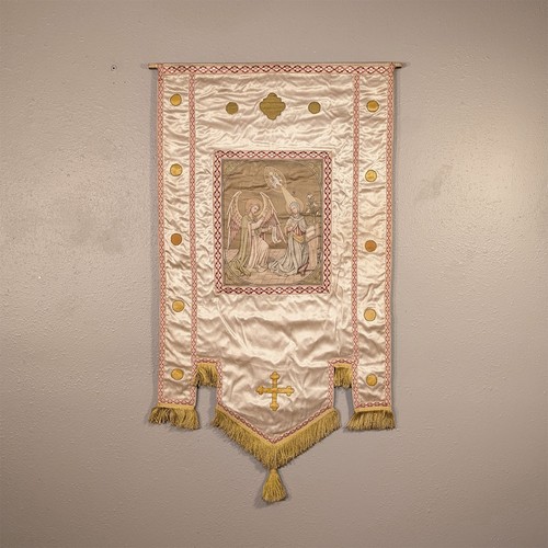 Antique european church banner - european,