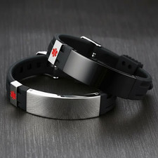 Personalised Medical Alert Bracelet – Stainless Steel, Custom Engraved Emergency