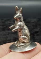 Sterling 925 Silver Bunny Rabbit Hare Miniature Figurine - Perfect for Display 