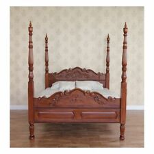 Solid Mahogany Colonial Four Poster Bed Frame With Intricate Carved Detail B025