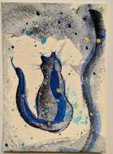 ACEO Original Abstract Cat