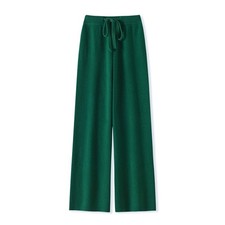 Women's 100% Lambs Wool Wide Leg Pants , High Waist Lounge Sweatpants Trousers