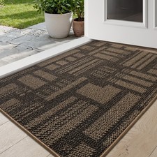 DEXI Non-Slip Indoor Door Mat 60x90cm Brown Absorbent Dirt Trapper Rug