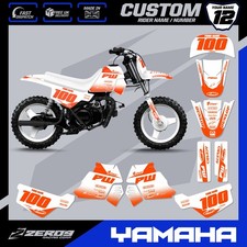 YAMAHA PW 50 GRAPHICS KIT PEEWEE 50 GRAPHICS MINI BIKE GRAPHICS BLOCK WHI/ORG