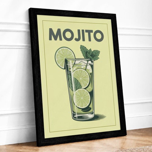 Mojito cocktail retro framed - mojito,