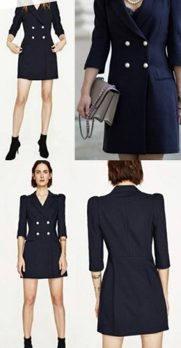 Zara pearl button blazer dress - button,