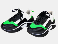 Chunky Trainers Topshop Black White Bright Green Trendy Modern Shoes UK 4