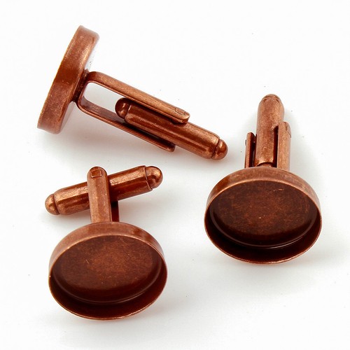 Aged copper cufflink setting - copper,