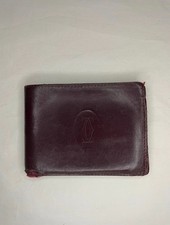Cartier Paris Bifold Wallet Burgundy Leather Authentic Card Holder Coin Wallet