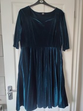BNWOT CDR Carolina Dress Room Size 2 (16-20) Teal Green Velvet Swing 50s Vintage