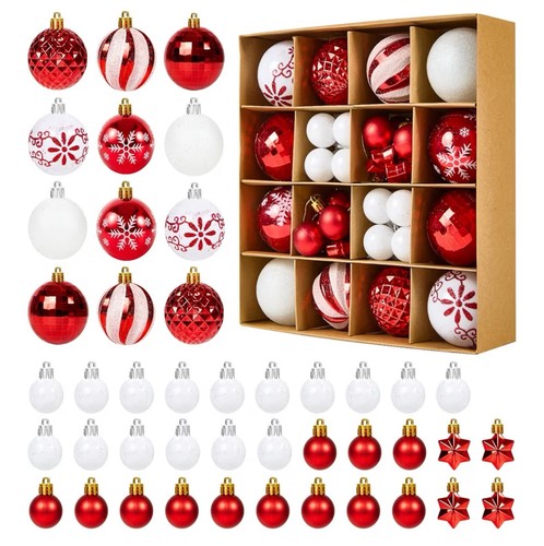 44pcs christmas baubles red - 44pcs,