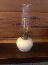 Vintage Cream Cased Oil Lamp, Miniature, Made In Italy Hurricane