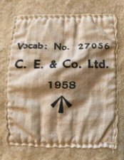 vintage 1958 white wool small size British army issue blanket ~ 70" x 37"