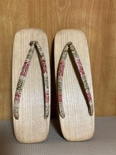 Traditional Paulownia Geta Flower Pattern Thong 23cm Japan Showa Retro New