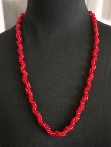 Vintage rope necklace red - necklace,
