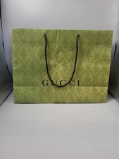 GUCCI Shopping Store Gift Paper Carrier Bag Green Brocade Authentic - 19" x 14"