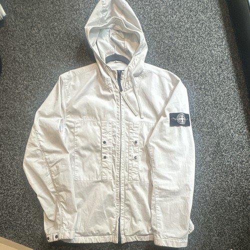 Stone island white hooded - hooded, zip