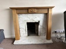 Marble Fire Panel + Hearth Oak